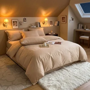 Durable Solid Color 4 Piece Bedding Set Polyester Microfiber Hotel Bed Linen Set for Hospitality and Guest Rooms