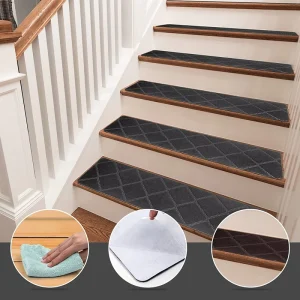 Durable Staircase Step Tread Carpet Stair Treads Mats Polyester Non Slip TPR Backing