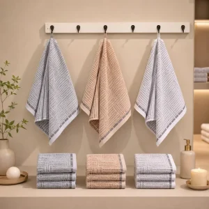 Durable Yarn dyed Jacquard Towel Absorbent Pure Cotton Hand Towel 381GSM 35x75cm for Resort Budget Hotel Bulk