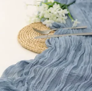 Dusty Blue 13.3ft Boho Gauze Cheesecloth Table Runner Rustic Sheer Wedding Cheese Cloth for Home Use 160inch Long