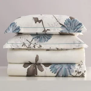 Duvet Cover Reversible Floral Soft White Bedding Duvet Cover Sets with Zipper Closure Bedding Set
