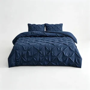 Duvet Cover Set 3 Pieces Navy Blue Tufted Bedding Set Soft Duvet Cover With 2 Pillow Shams for All Season Bedroom Decor