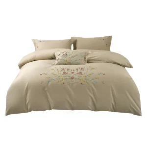 Duvet Cover Set Whisper 100% Cotton Solid Color Quilt Cover Queen Embroidery Duvet Cover Set