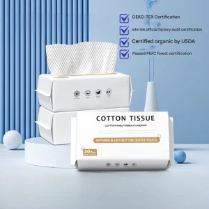 ECO Certified Disposable Facial Tissue Cotton 1 Ply Biodegradable Spa Hotel Bulk Custom Logo