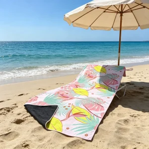 ECO Summer Floral Antimicrobial Hypoallergenic Durable Compressed Beach Towel with Custom Logo Microfiber Sand Free