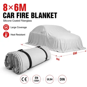 EN 13501 6*8m Silicone Coated Fiberglass Car Fire Blanket Thermal Runaway Vehicle Emergency Safety Protection