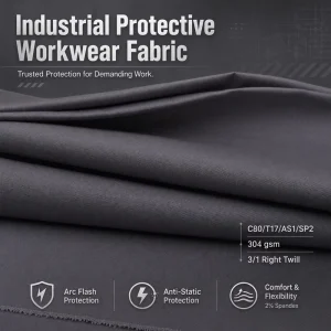 EN1149 Anti Static FR Woven Fabrics 304gsm Twill Heavy Duty Workwear Garment Polyester Cotton Fabric Textile Uniforms