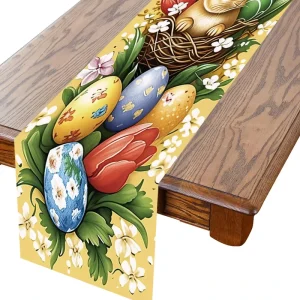 Easter Printed Banner Table Runner Customizable Pattern Digital Printing 100% Polyester Fabric Party Supplies for Restaurant