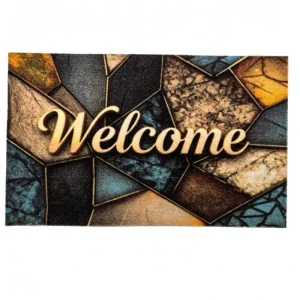 Easy Clean Outdoor Door Mat Printed Polyester Faux Coconut Look PVC Back Non Slip Entrance Floor Carpet