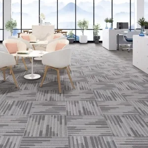 Easy Clean Vertical Strip Modular Office Carpet Tiles Fireproof Sound Absorbing Square Carpet for Staff Workstation Zone
