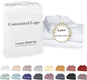 Easy Fit Cooling Luxury 4 Pieces Bed Sheet Set for Hotel
