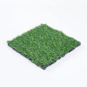 Easy Install 30x30cm Outdoor Anti Slip Plastic Interlocking Grass Carpet Green Artificial Grass Deck Tiles for Garden