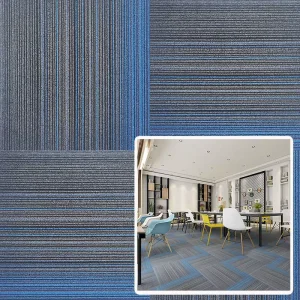 Easy Install 50x50cm Striped Gradient Polypropylene Carpet Tiles Modular Office Floor Carpet Tile Square