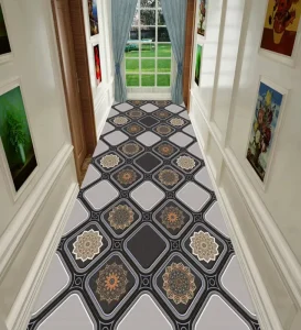 Easy to Clean Washable Non-Slip Geometric Modern Design Soft Crystal Velvet Area Rugs Hallway Carpet