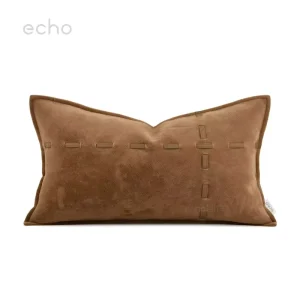 Echo Modern Light Luxury Geometric Woven Velvet Throw Pillow Orange Imported Tech Custom Bed Waist Cushion