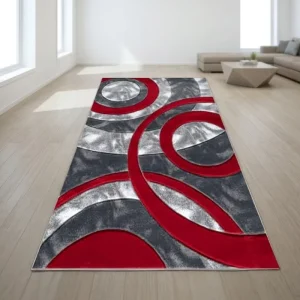 Ecliptic Runner Rug Washable Non Slip Carpet for Hallway Living Room Entryway Concentric Circles Pattern Medium