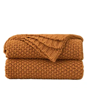 Eco Friendly 100% Cotton OEKO TEX GOTS Certified Custom Color Soft Warm All Season Knit Throw Blanket for Bedding Couch