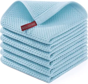 Eco Friendly 100% Cotton Waffle Weave Kitchen Towels Premium Soft 30x30cm Dish Cloth for Daily Cleaning