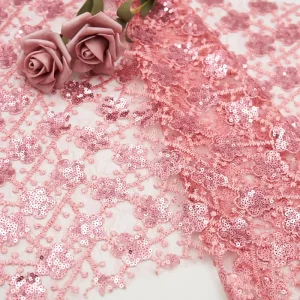 Eco Friendly 100% Polyester Woven Embroidered Lace Fabric for Wedding Dresses Apparel Accessories