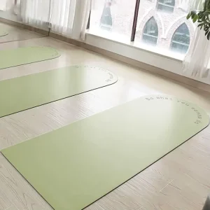 Eco Friendly 5mm Thick Nude Oval PU Natural Rubber Anti Slip Custom Logo Green Yoga Gear Pilates Vegan Pill Shape Arch Yoga Mat
