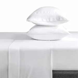 Eco-Friendly Bed Sheet Set White Fabric Recycle Includes Fitted Sheet Flat Sheet Pillowcases