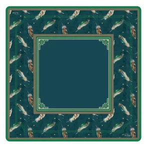 Eco Friendly Blue Koi Fish Mahjong Mat Custom Design No Smell Rubber Pad for Cards Tabletop Entertainment