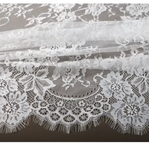 Eco Friendly Breathable Lightweight Lace Fabric 100% Nylon Knitted for Wedding Dress Formal Wear Garment Accessories Embroidered