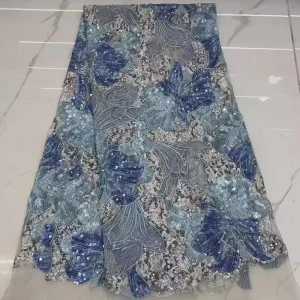 Eco-Friendly Breathable Woven Mesh Tulle Net Embroidered Sequin 100% Polyester Lace Fabric for Girls Wedding Dresses