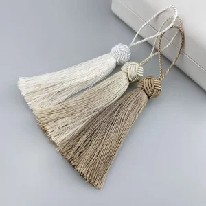 Eco-Friendly Chinese Style White 16cm Polyester Bookmark Tassel Fringe for Bag Curtain Cushion Pendant Decor Accessories