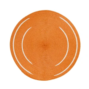 Eco-Friendly Circular Braided Table Place Mats Orange Non-Slip Reusable Woven Placemats for Kitchen Party Hotel Table Protection