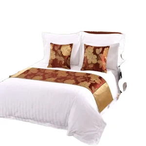Eco Friendly Cotton 1 2cm Stripe Bed Sheet Fabric Pillowcase & Duvet Cover Sets in White Color