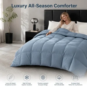 Eco Friendly Cotton Duck Filled Hypoallergenic Comforter Lightweight Breathable Bedding Quilt Anti Dust Mite Design Suitable