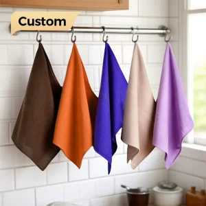 Eco Friendly Custom Microfiber Fabric Kitchen Cleaning Towels Quick Dry Durable with Hanging Loop Digital Printed Woven Technics