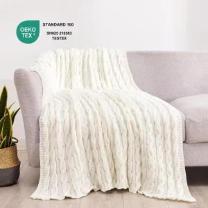 Eco Friendly Decorative Acrylic Skin Friendly Modern Breathable Lightweight Knitted Throw Blanket for Office and Sofa