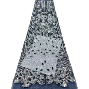 Eco Friendly Embroidered Sequins Beaded French Lace Fabric Beaded Sequin Stones for Wedding Dresses