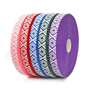 Eco Friendly Fashion Colorful Jacquard Webbing Bag Decoration Canvas Ribbon DIY Sewing Accessories 100% Polyester