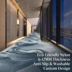 Eco Friendly Floral Jacquard Nylon Hotel Carpet 6 12MM Anti Slip Washable Wall to Wall Custom Commercial Corridor Floor Carpet