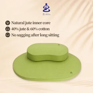 Eco Friendly Foldable Oval Ellipse Meditation Cushion with Ergonomic Slope Support and Linen Fiber