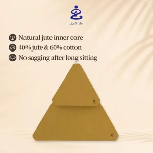 Eco Friendly Foldable Triangular Geometry Meditation Cushion with Ergonomic Slope Support with Linen