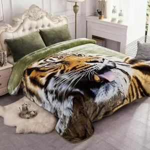 Eco Friendly Four Seasons Use Tiger Pattern Weighted Blanket Super Soft 2 Ply Thick Raschel Blanket