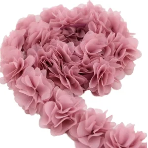 Eco-Friendly French 3D Lace Chiffon Fabric Webbing Decoration Flower Gift Ribbons for Bags Crafts Non-Woven Fabrics Base