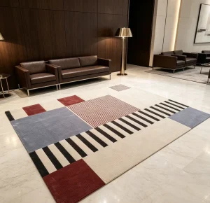 Eco Friendly Handmade Carpet Hand Woven Custom Shape Area Rug for Villa Hotel Balcony Non-slip Area Rugs