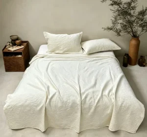 Eco Friendly Jacquard Woven Cotton Cover Throw Blanket 150x200cm Sumit Garden White All Season Home Bedding