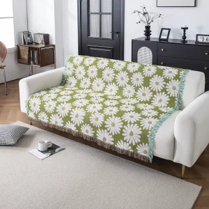 Eco Friendly Jacquard Woven Throw Cotton Blankets for Bed Couch Use Super Soft Reversible Boho Quilts Portable Travel Picnic