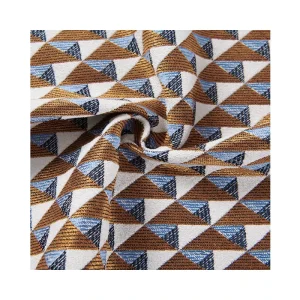 Eco Friendly Jacquard Yarn Dyed 365GSM Triangle Pattern Durable 100% Polyester Living Room Curtain Fabric