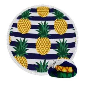 Eco-Friendly Lightweight Fruit Print Round Beach Towels Custom Printed Sand Free Round Beach Towels