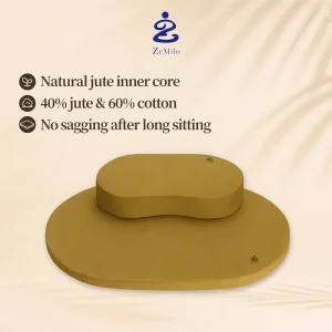 Eco Friendly Linen Oval Ellipse Meditation Cushion Set with Comfortable Floor Support