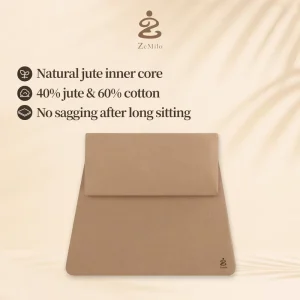 Eco Friendly Linen Portable Crescent Meditation Cushion with 15 Degree Incline Slope