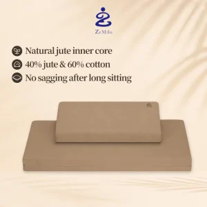 Eco Friendly Linen Square Quadrate Meditation Cushion with 15 Degree Incline Slope for Deep Zen Sitting