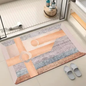 Eco Friendly Machine Made Super Absorbent PET Friendly Cushioned Bath Mat Non Slip Stone Floor Carpet Home Area Bath Mat for
